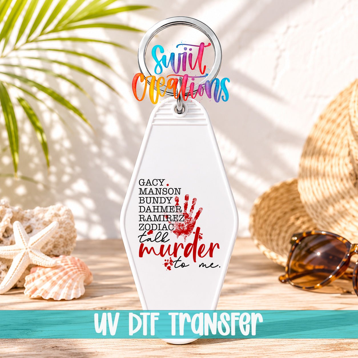 Talk Murder To Me Motel Keychain UV DTF Transfer | True Crime List Design | MK1700 - Swiit Creations