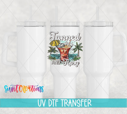 Tanned And Tipsy Tropical Cocktail UV DTF Cup Decal | UV933 - Swiit Creations