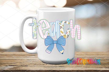 Teach Pencil Bow Pastel School UV DTF Tumbler Transfer Decal | UV2071 - Swiit Creations