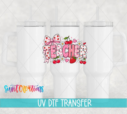 Teacher Strawberry UV DTF Transfer | UV2138 - Swiit Creations