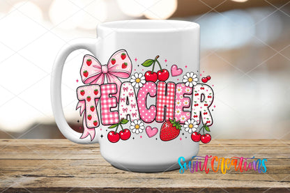 Teacher Strawberry UV DTF Transfer | UV2138 - Swiit Creations