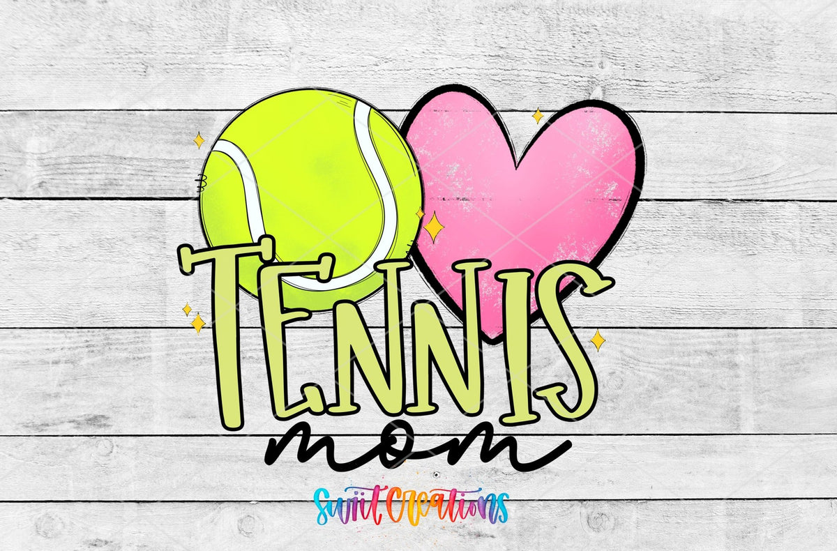 Tennis Mom UV DTF Transfer Tumbler Wrap | Pink Heart Sports Cup Decal | DTF238 - Swiit Creations