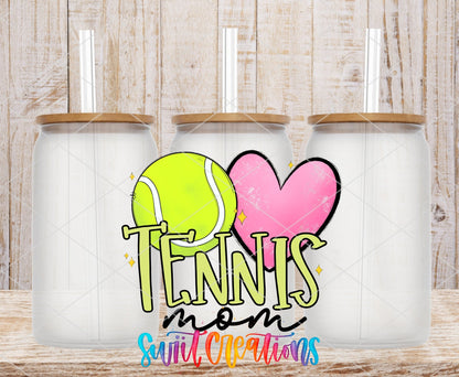 Tennis Mom UV DTF Transfer Tumbler Wrap | Pink Heart Sports Cup Decal | DTF238 - Swiit Creations