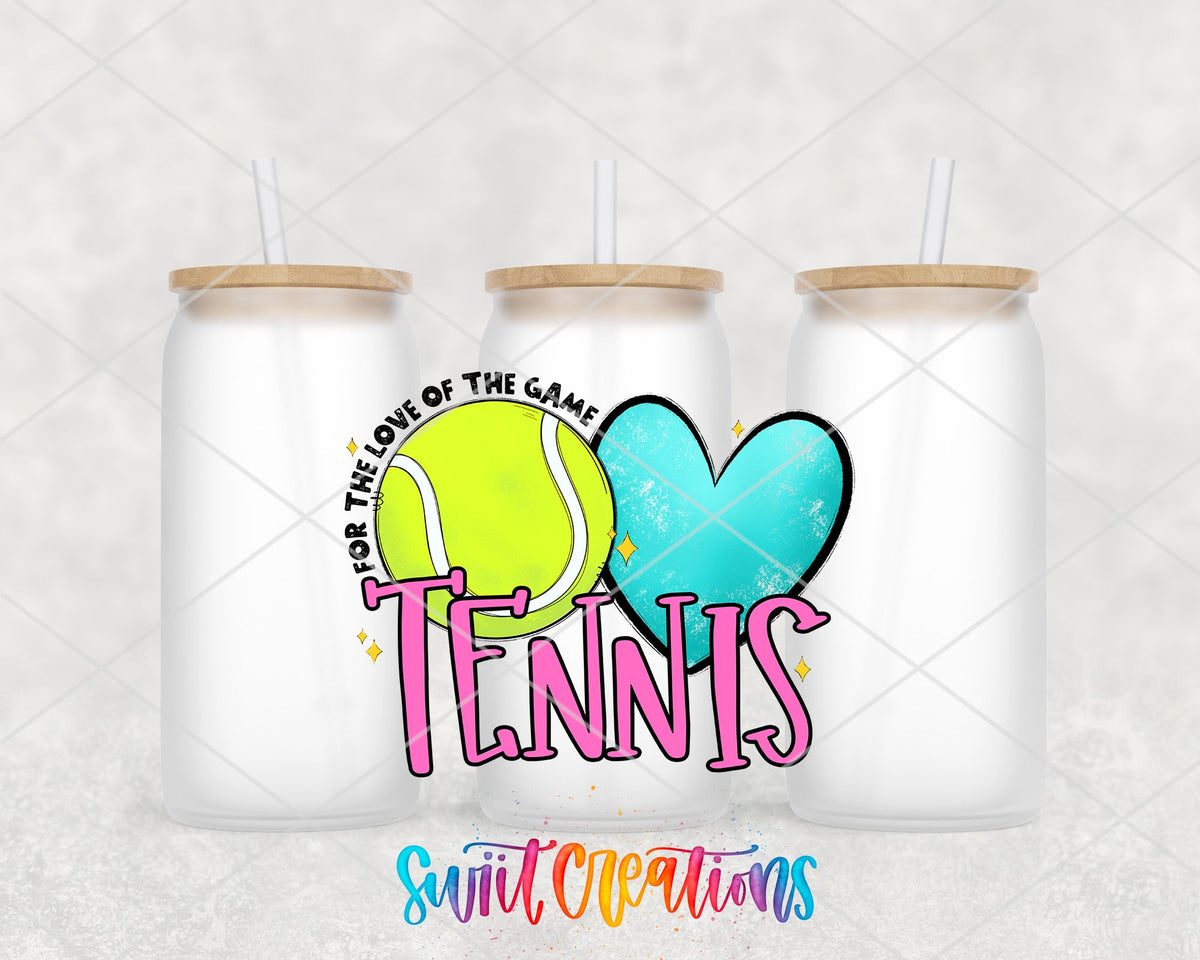 Tennis UV DTF Transfer Tumbler Wrap | Love Of The Game Pink Sports Cup Decal | DTF240 - Swiit Creations