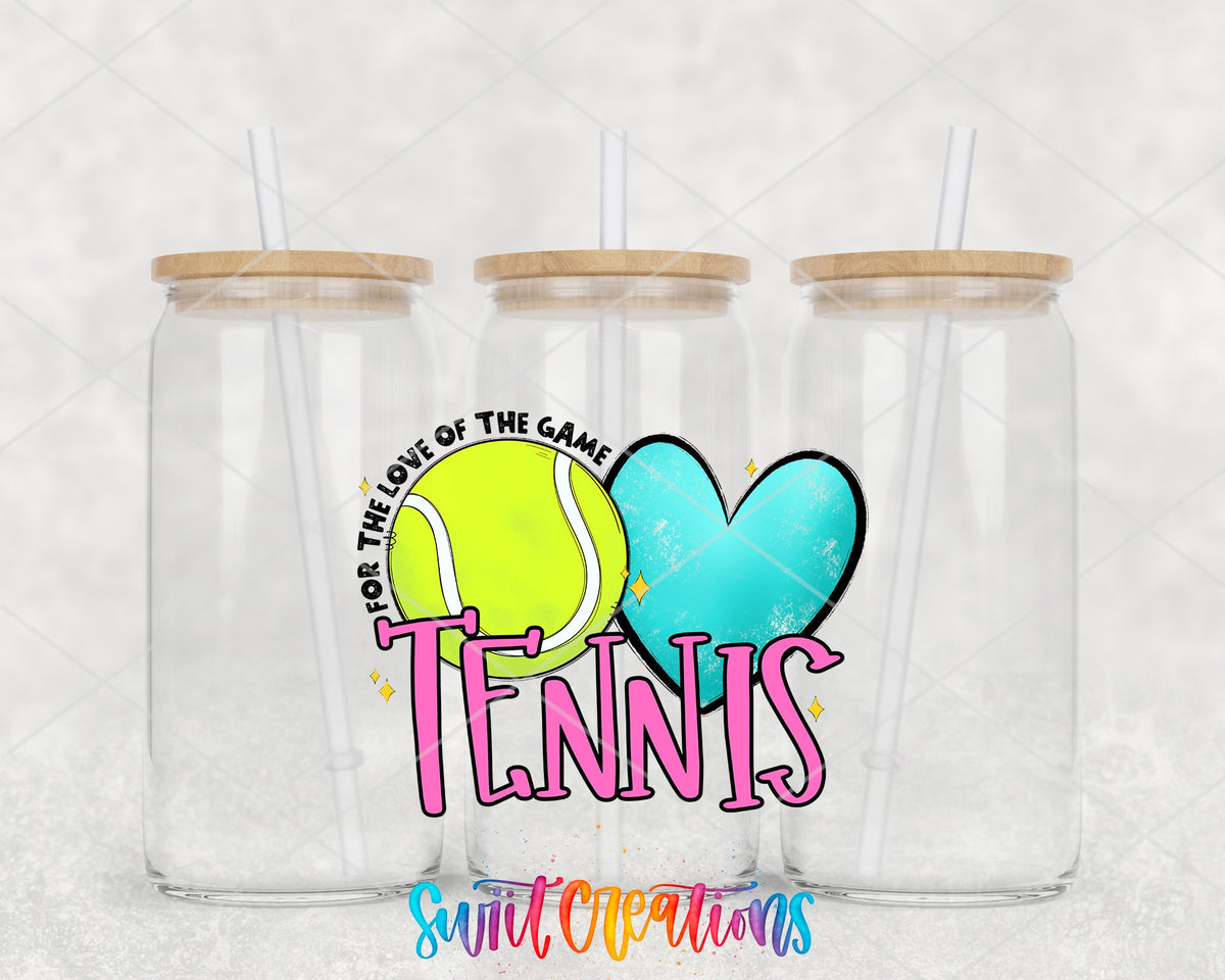Tennis UV DTF Transfer Tumbler Wrap | Love Of The Game Pink Sports Cup Decal | DTF240 - Swiit Creations