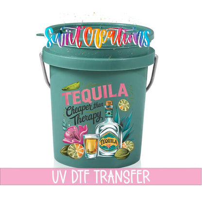 Tequila Cheaper Than Therapy Mini Bucket UV DTF Transfer Decal | MB1995 - Swiit Creations
