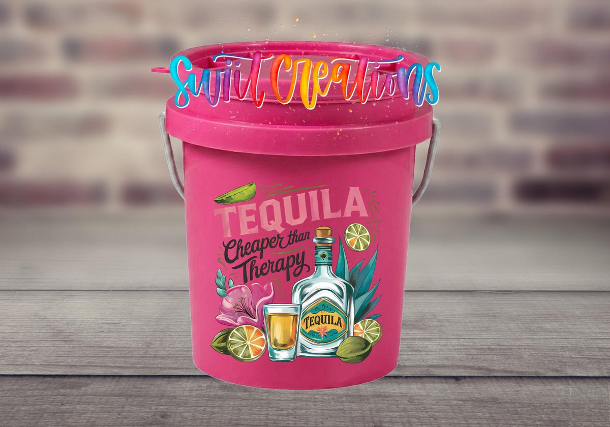 Tequila Cheaper Than Therapy Mini Bucket UV DTF Transfer Decal | MB1995 - Swiit Creations