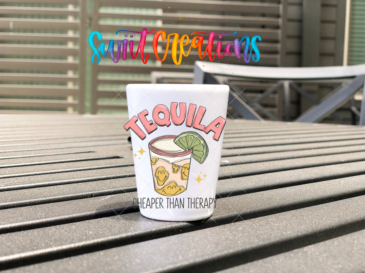 Tequila Cheaper Than Therapy UV DTF Shot Glass Transfer | SG965 - Swiit Creations
