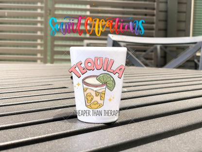 Tequila Cheaper Than Therapy UV DTF Shot Glass Transfer | SG965 - Swiit Creations