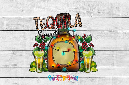 Swiit Creations UV DTF Tequila Squad Christmas transfer shown as the full artwork preview