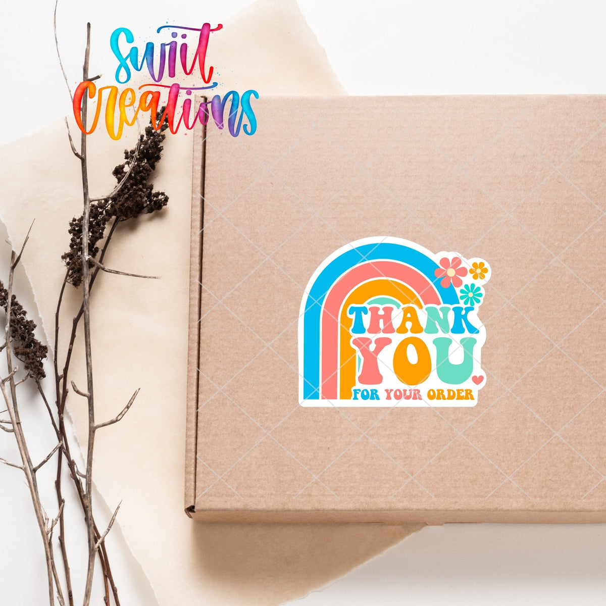 Thank You for Your Order Rainbow Sticker | SB62 - Swiit Creations