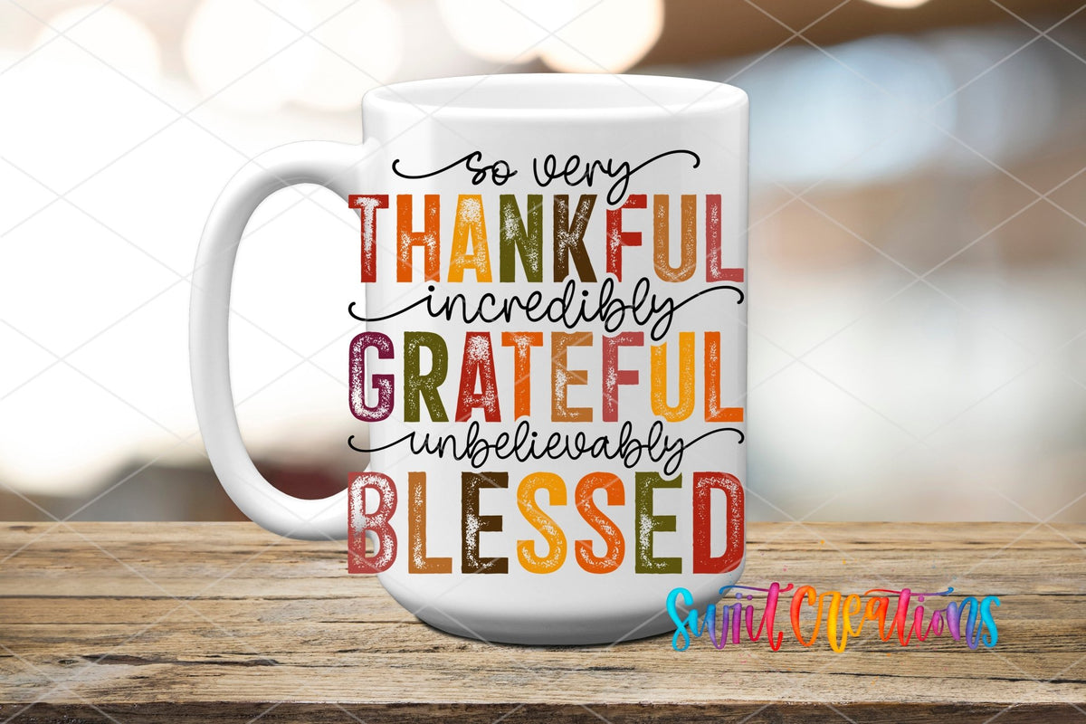 Thankful Grateful Blessed UV DTF Cup Decal | UV1148 - Swiit Creations