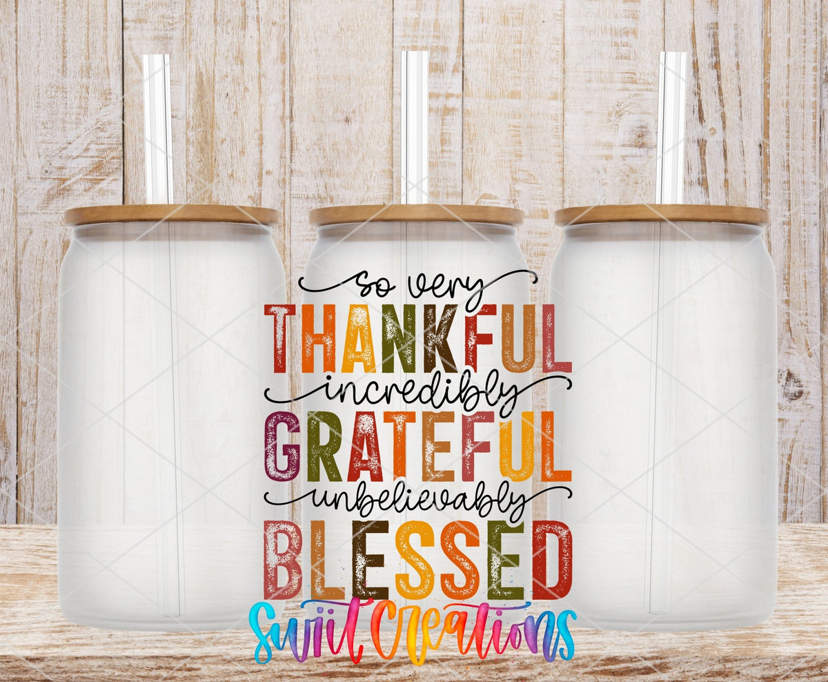 Thankful Grateful Blessed UV DTF Cup Decal | UV1148 - Swiit Creations