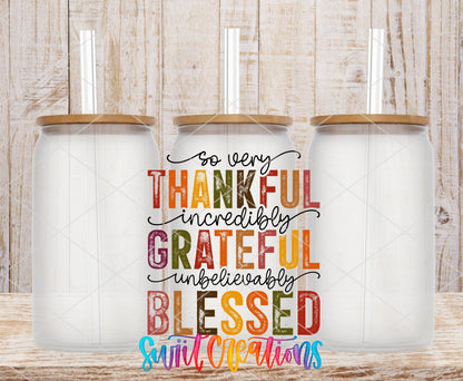 Thankful Grateful Blessed UV DTF Cup Decal | UV1148 - Swiit Creations