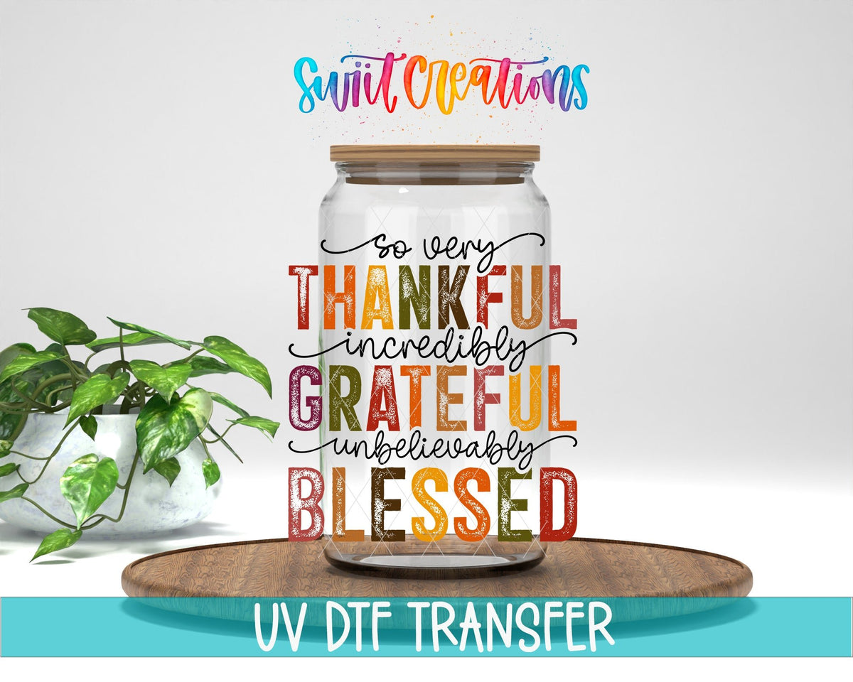 Thankful Grateful Blessed UV DTF Cup Decal | UV1148 - Swiit Creations