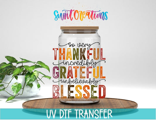 Thankful Grateful Blessed UV DTF Cup Decal | UV1148 - Swiit Creations
