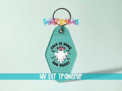 This Is Some Boo Sheet Cowgirl Ghost Motel Keychain UV DTF Transfer | MK785 - Swiit Creations
