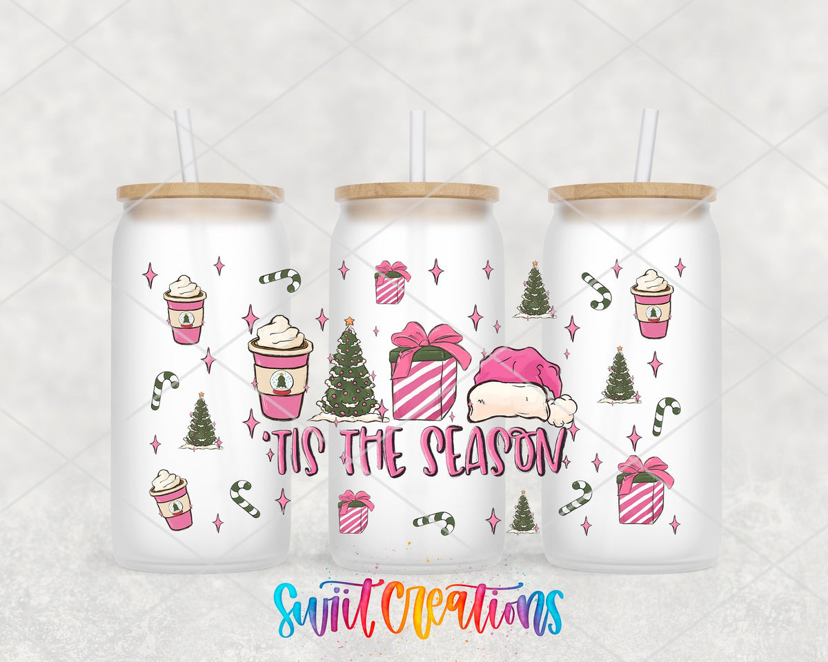 Tis The Season Pink Christmas UV DTF Transfer Tumbler Wrap | DTF092 - Swiit Creations