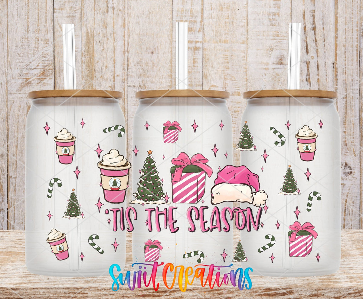 Tis The Season Pink Christmas UV DTF Transfer Tumbler Wrap | DTF092 - Swiit Creations