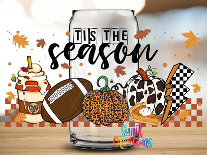 Tis The Season UV DTF Transfer Tumbler Wrap | Football Pumpkin Fall | DTF147 - Swiit Creations