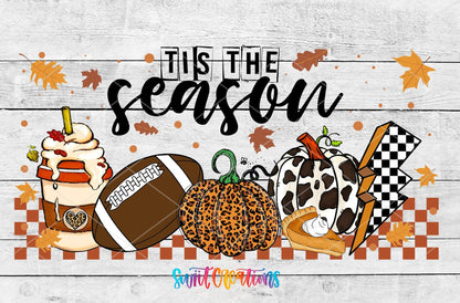 Tis The Season UV DTF Transfer Tumbler Wrap | Football Pumpkin Fall | DTF147 - Swiit Creations