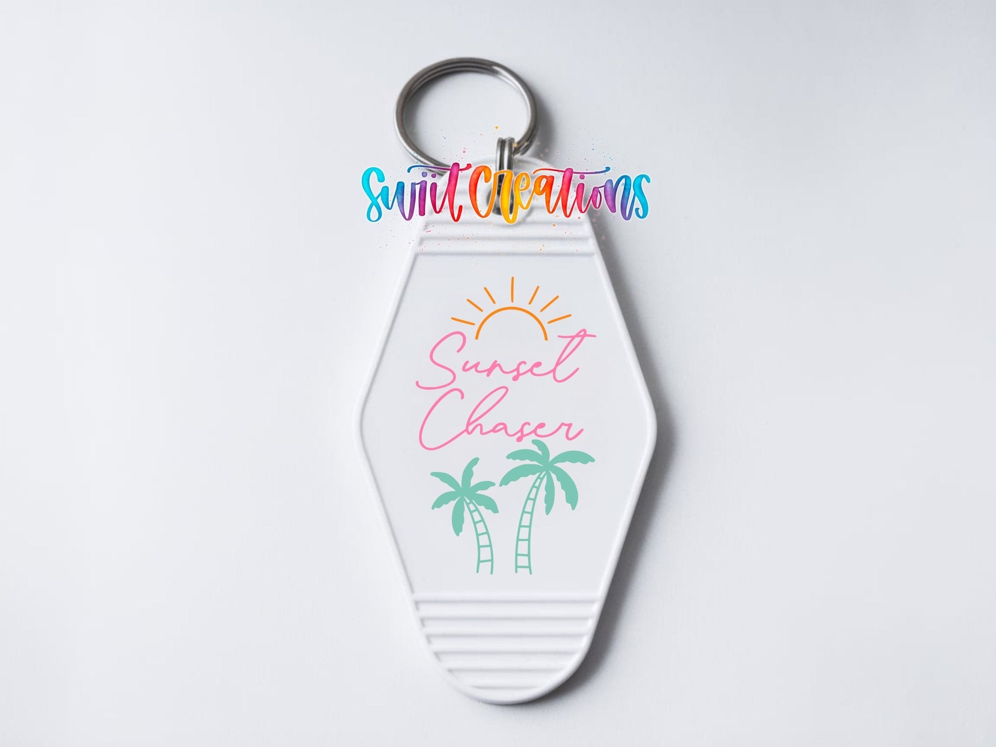 Tropical Beach Keychain UV DTF Transfer | Sunset Chaser Palm Tree Charm Art | MK2068 - Swiit Creations