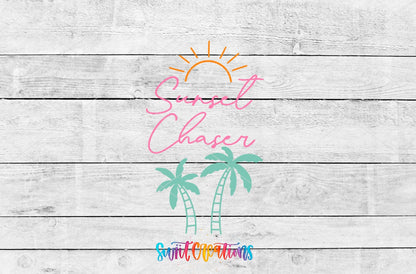 Tropical Beach Keychain UV DTF Transfer | Sunset Chaser Palm Tree Charm Art | MK2068 - Swiit Creations