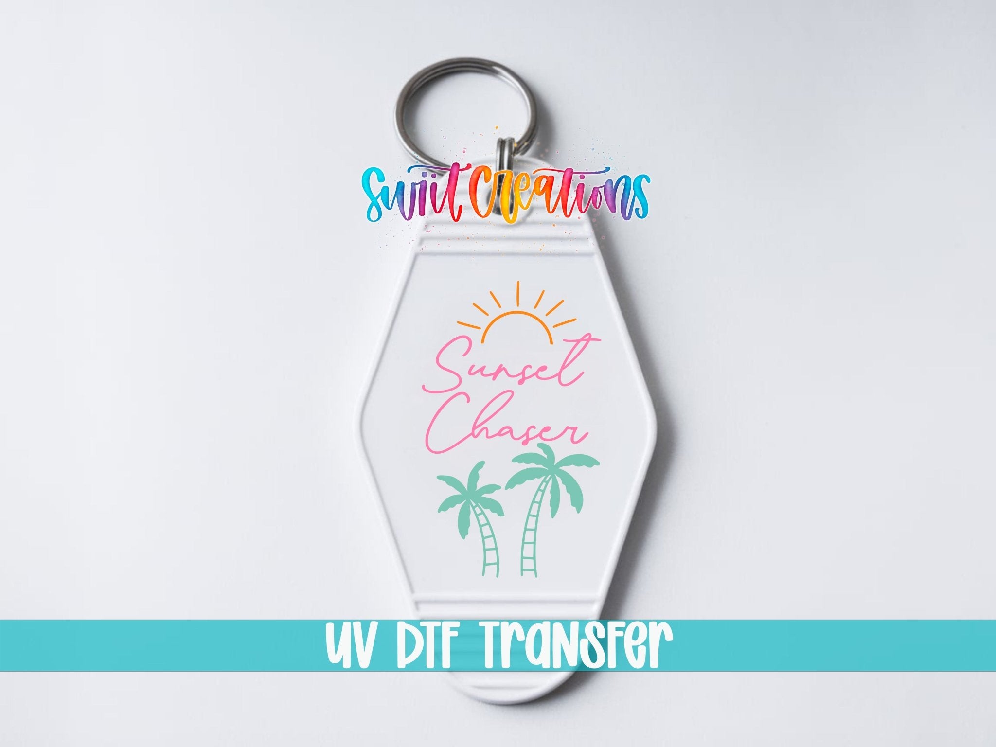 Tropical Beach Keychain UV DTF Transfer | Sunset Chaser Palm Tree Charm Art | MK2068 - Swiit Creations