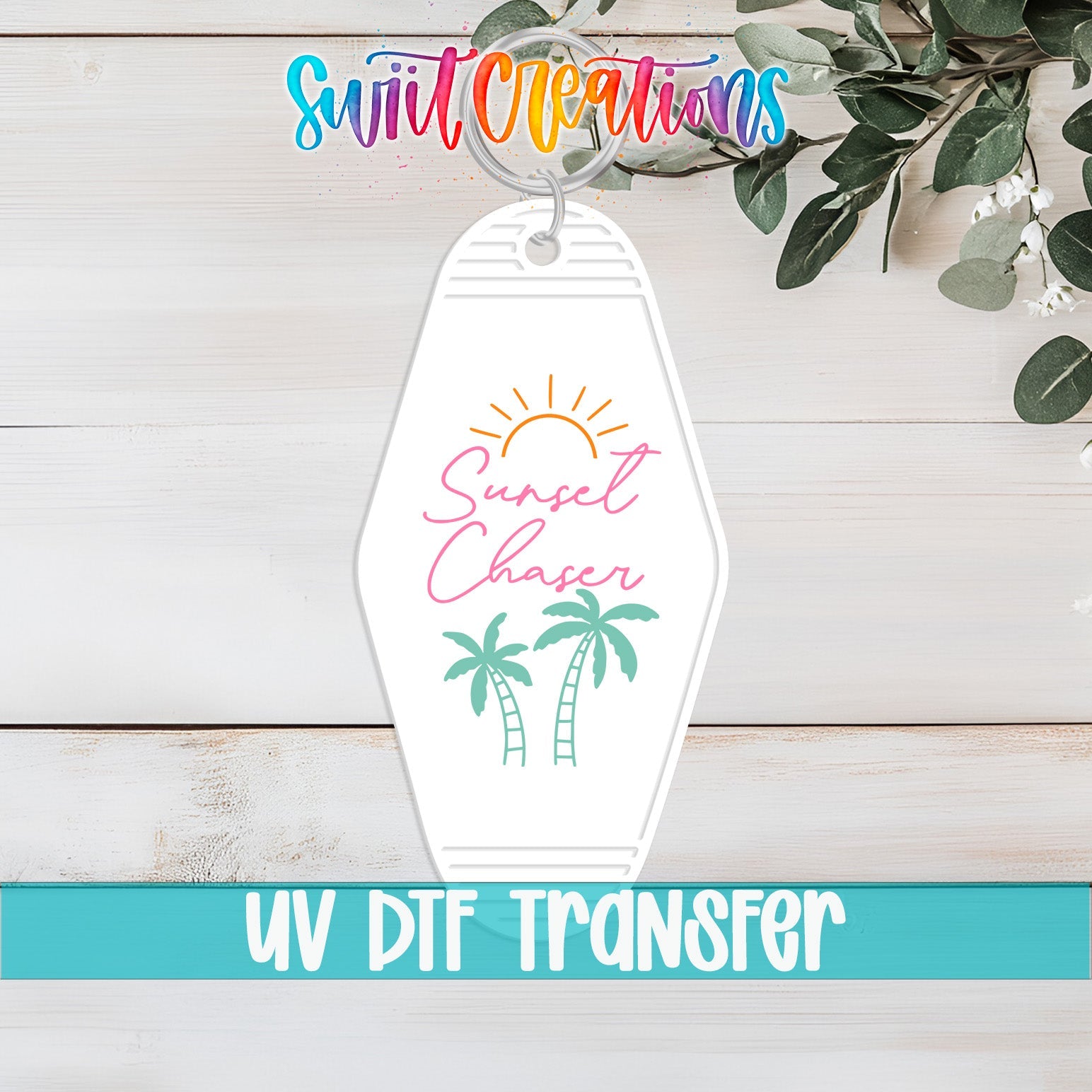 Tropical Beach Keychain UV DTF Transfer | Sunset Chaser Palm Tree Charm Art | MK2068 - Swiit Creations