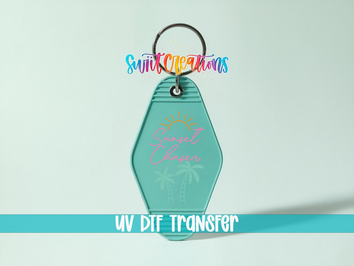 Tropical Beach Keychain UV DTF Transfer | Sunset Chaser Palm Tree Charm Art | MK2068 - Swiit Creations