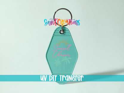 Tropical Beach Keychain UV DTF Transfer | Sunset Chaser Palm Tree Charm Art | MK2068 - Swiit Creations