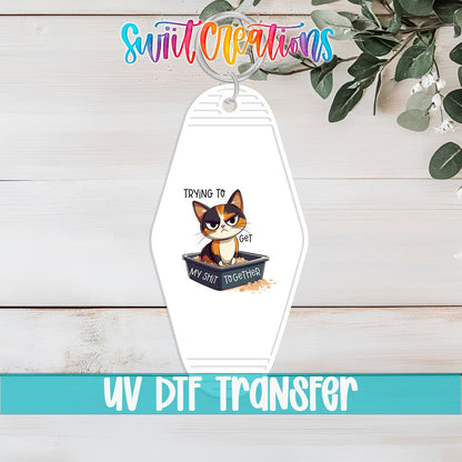 Trying To Get My Shit Together Motel Keychain UV DTF Transfer | Funny Cat Design | MK1198 - Swiit Creations