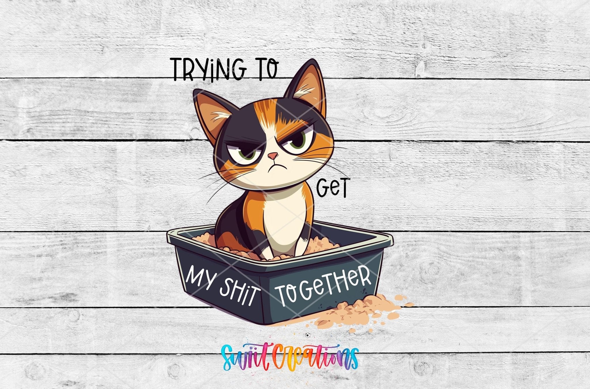 Trying To Get My Shit Together Motel Keychain UV DTF Transfer | Funny Cat Design | MK1198 - Swiit Creations