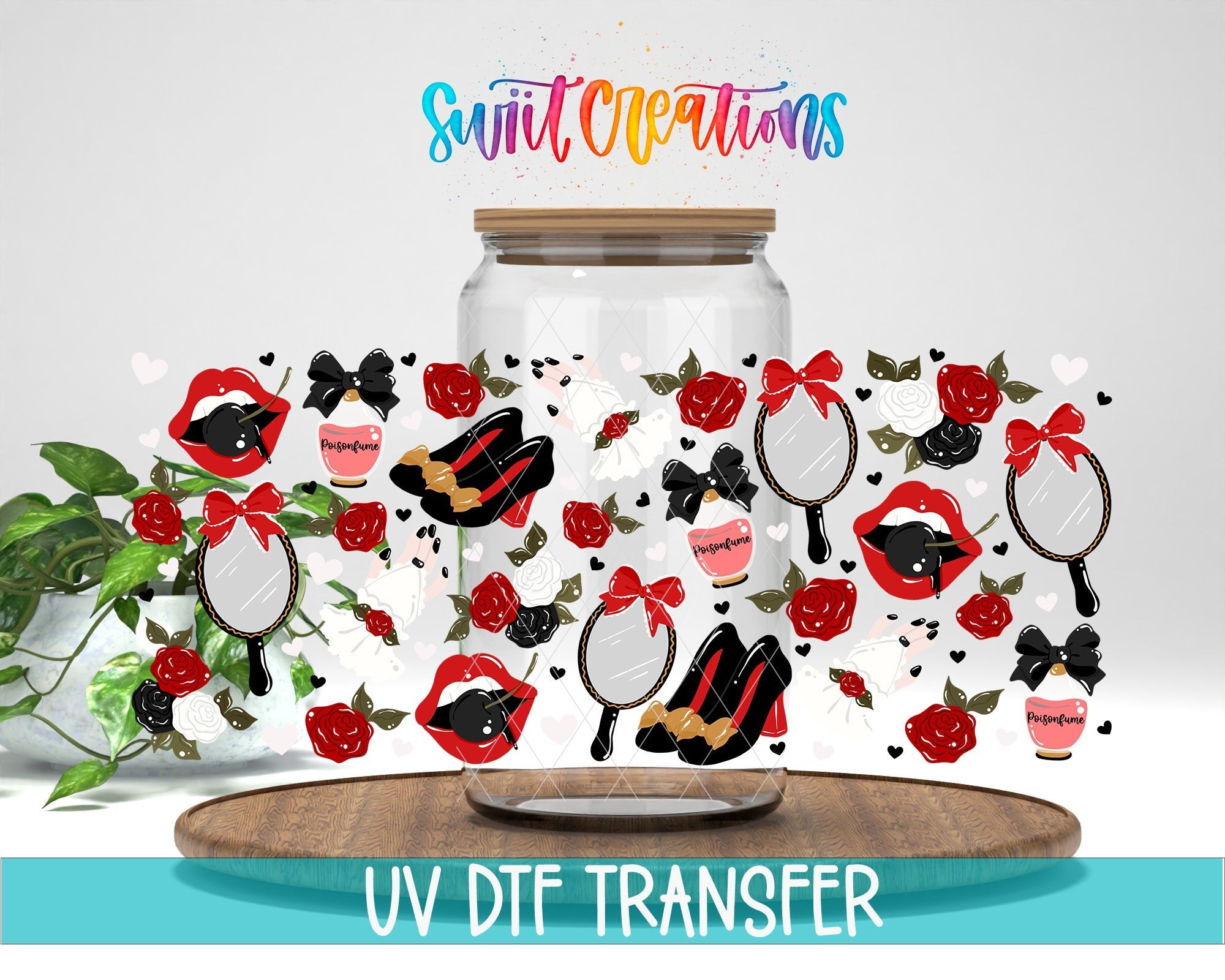 Valentine Roses and Mirror Gothic UV DTF Transfer Tumbler Wrap | DTF326 - Swiit Creations