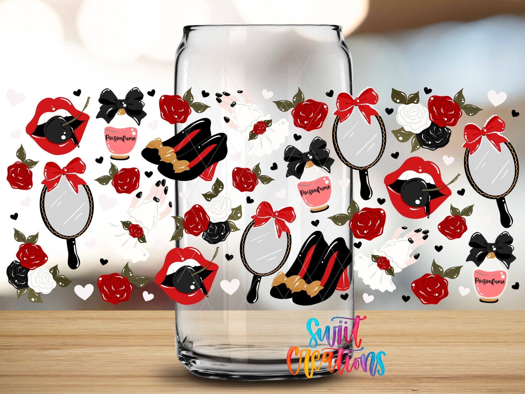 Valentine Roses and Mirror Gothic UV DTF Transfer Tumbler Wrap | DTF326 - Swiit Creations