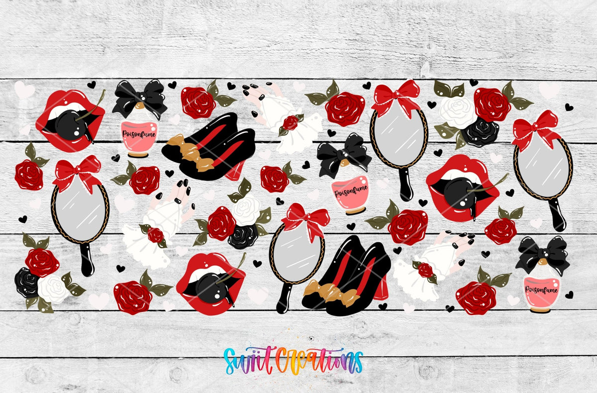 Valentine Roses and Mirror Gothic UV DTF Transfer Tumbler Wrap | DTF326 - Swiit Creations