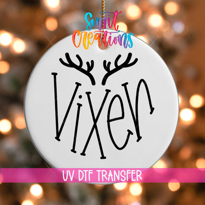 Vixen reindeer antler Christmas UV DTF ornament transfer O-027