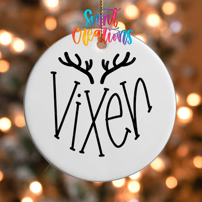 Vixen Christmas UV DTF ornament transfer reindeer antler design
