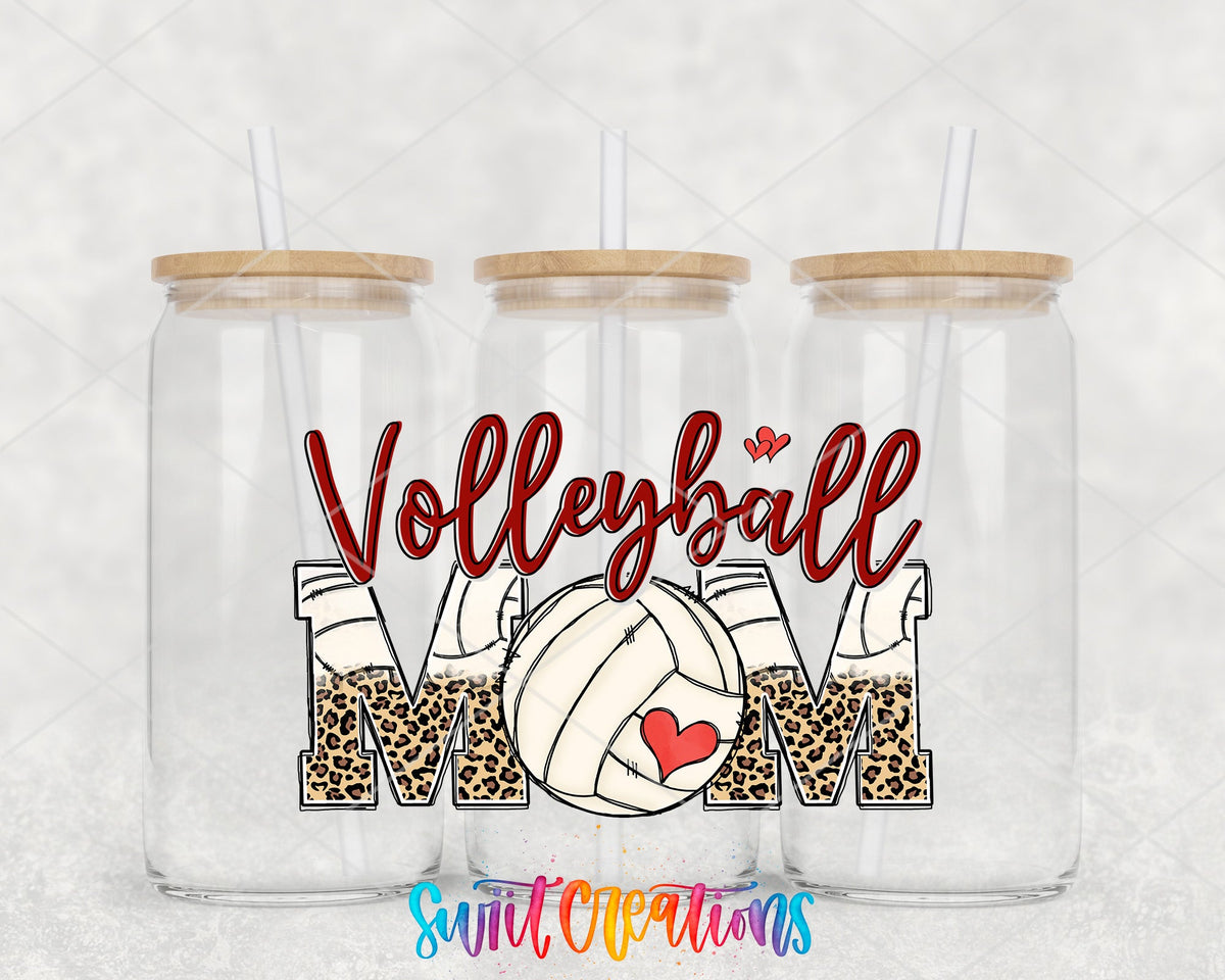 Volleyball Mom UV DTF Transfer Tumbler Wrap | Leopard Print Sports | DTF222 - Swiit Creations