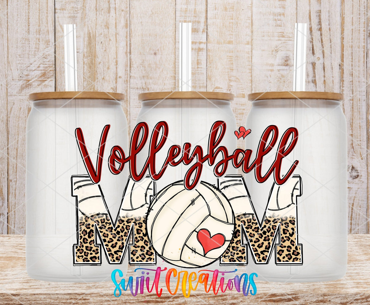 Volleyball Mom UV DTF Transfer Tumbler Wrap | Leopard Print Sports | DTF222 - Swiit Creations