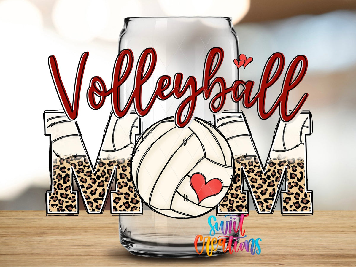 Volleyball Mom UV DTF Transfer Tumbler Wrap | Leopard Print Sports | DTF222 - Swiit Creations