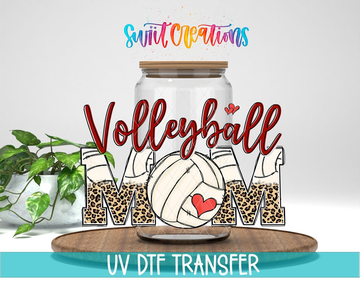Volleyball Mom UV DTF Transfer Tumbler Wrap | Leopard Print Sports | DTF222 - Swiit Creations