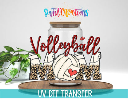 Volleyball Mom UV DTF Transfer Tumbler Wrap | Leopard Print Sports | DTF222 - Swiit Creations