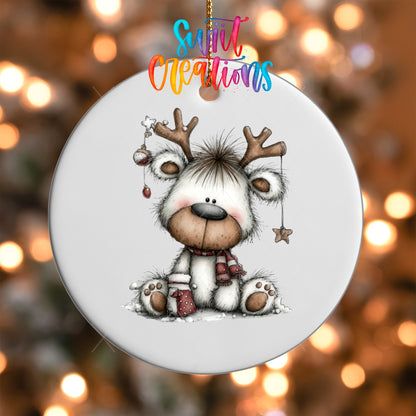 Whimsical Reindeer Christmas UV DTF Ornament Transfer | O-1756 - Swiit Creations