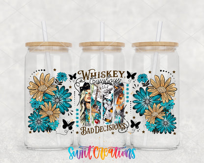 Whiskey Cowboys And Bad Decisions UV DTF Transfer Tumbler Wrap Western Cowgirl | DTF308 - Swiit Creations