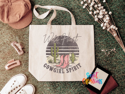 Wild Heart Cowgirl Spirit Large Canvas Tote Bag | LLT1521 - Swiit Creations