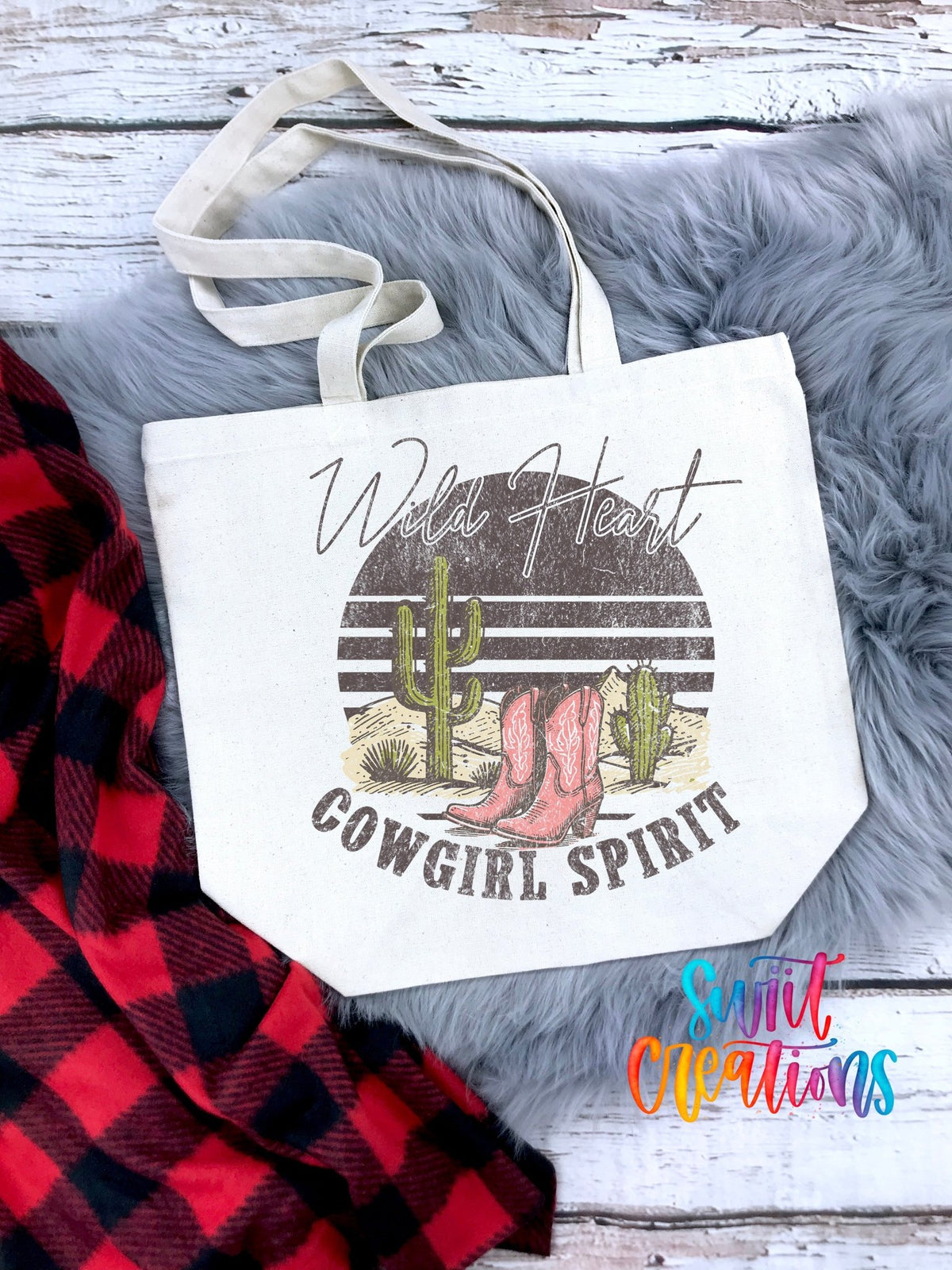 Wild Heart Cowgirl Spirit Large Canvas Tote Bag | LLT1521 - Swiit Creations
