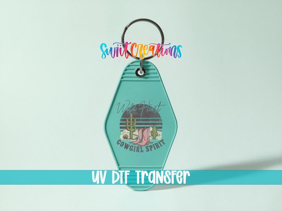 Wild Heart Cowgirl Spirit Motel Keychain UV DTF Transfer | Western Desert Design | MK1521 - Swiit Creations