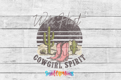 Wild Heart Cowgirl Spirit UV DTF transfer shown as a full artwork preview from Swiit Creations
