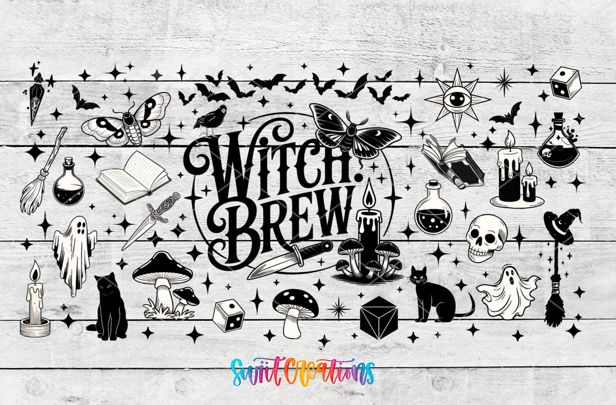 Witch Brew UV DTF Transfer Tumbler Wrap | Spooky Halloween Potion Ghost Cat Cup Decal | DTF289 - Swiit Creations